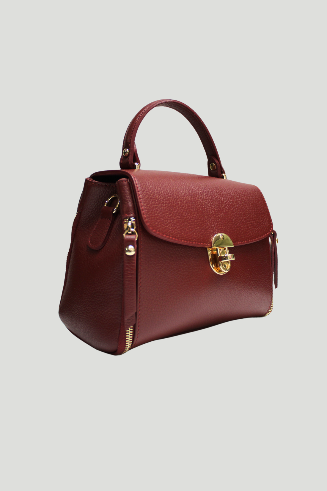 Borsa in vera Pelle "Giulia" - Pelle martellata struttura rigida - Colore Bordeaux