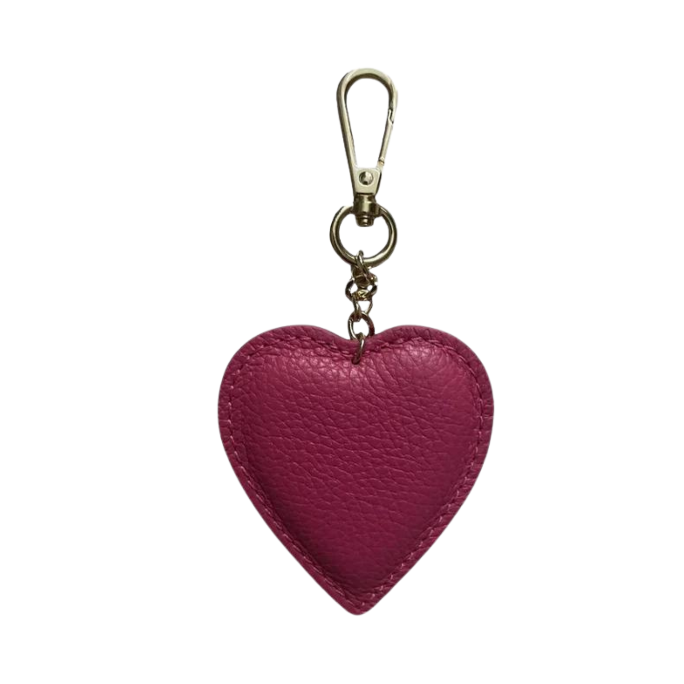 Porte-clés "Coeur" en cuir véritable-Fermeture par mousqueton-Couleur Amaranto