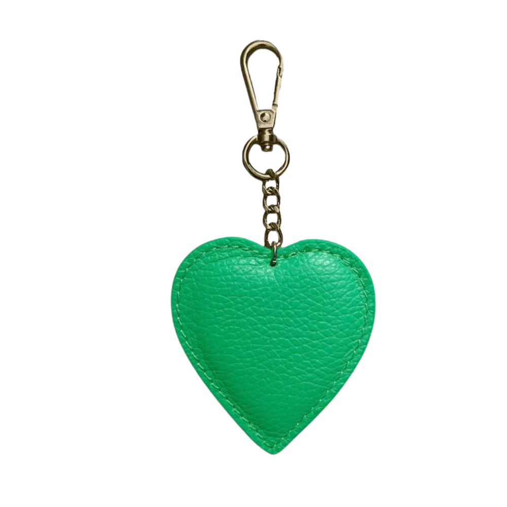 Porte-clés "Coeur" en Cuir Véritable-Fermeture mousqueton-Vert Clair