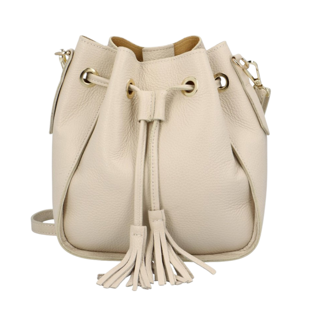 
                      
                        Borsa Secchiello in vera Pelle "Ros" - Pratico elegante - Colore Beige
                      
                    