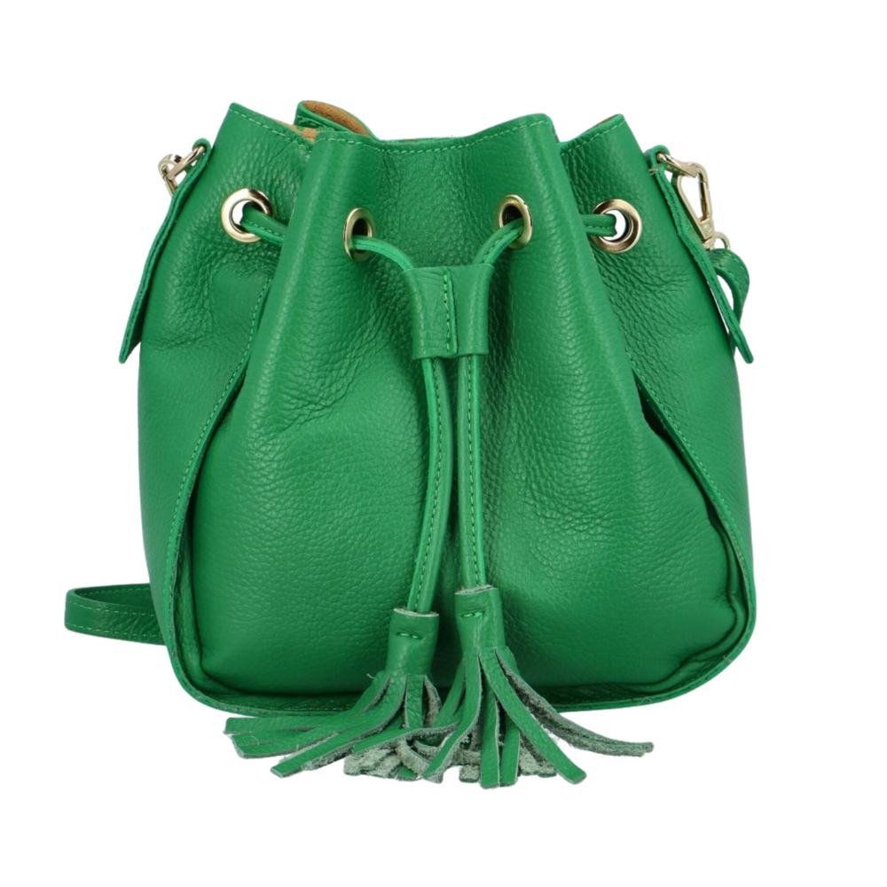 
                      
                        Ros Sac pour Femme en Cuir Véritable Seau avec Bandoulière Réglable Vert
                      
                    