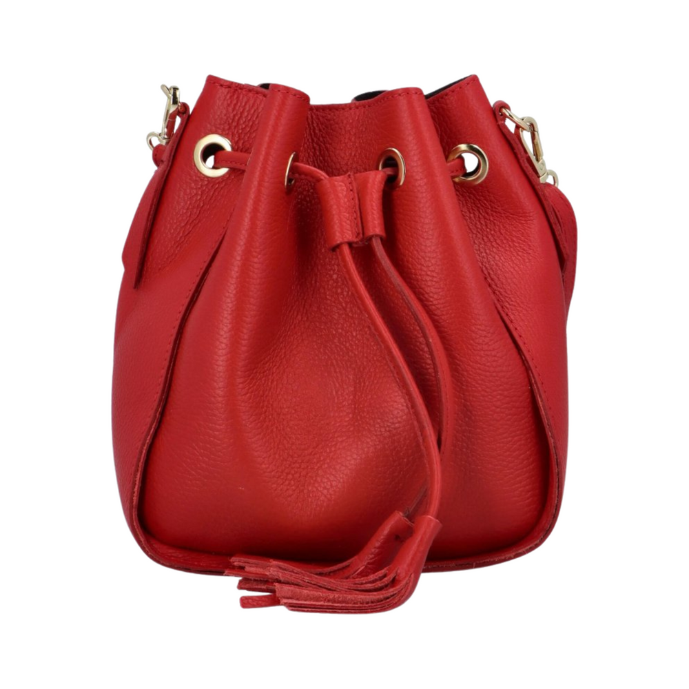 Echte Leder-Eimer tasche "Ros"-Praktisch elegant-Rote Farbe