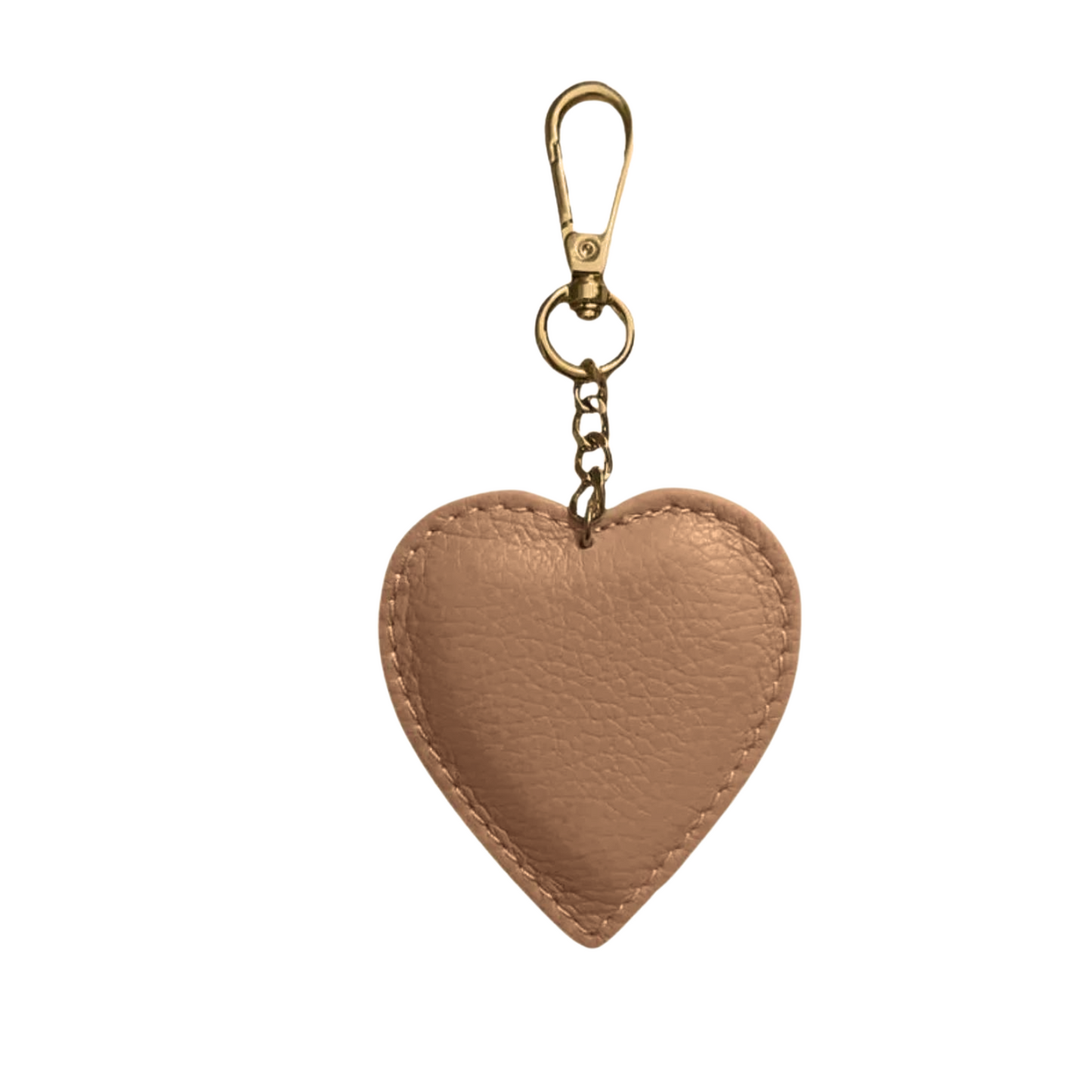 Portachiavi "Cuore" in vera pelle - Chiusura con Moschettone - Colore Beige