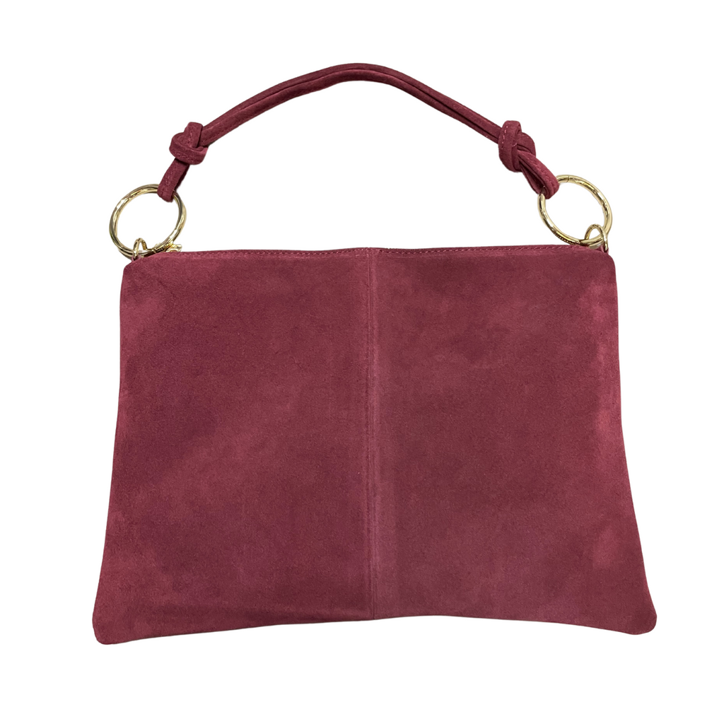 Borsa in vera Pelle "Nives" - Capiente Busta e pochette in pelle Camoscio - Colore Magenta