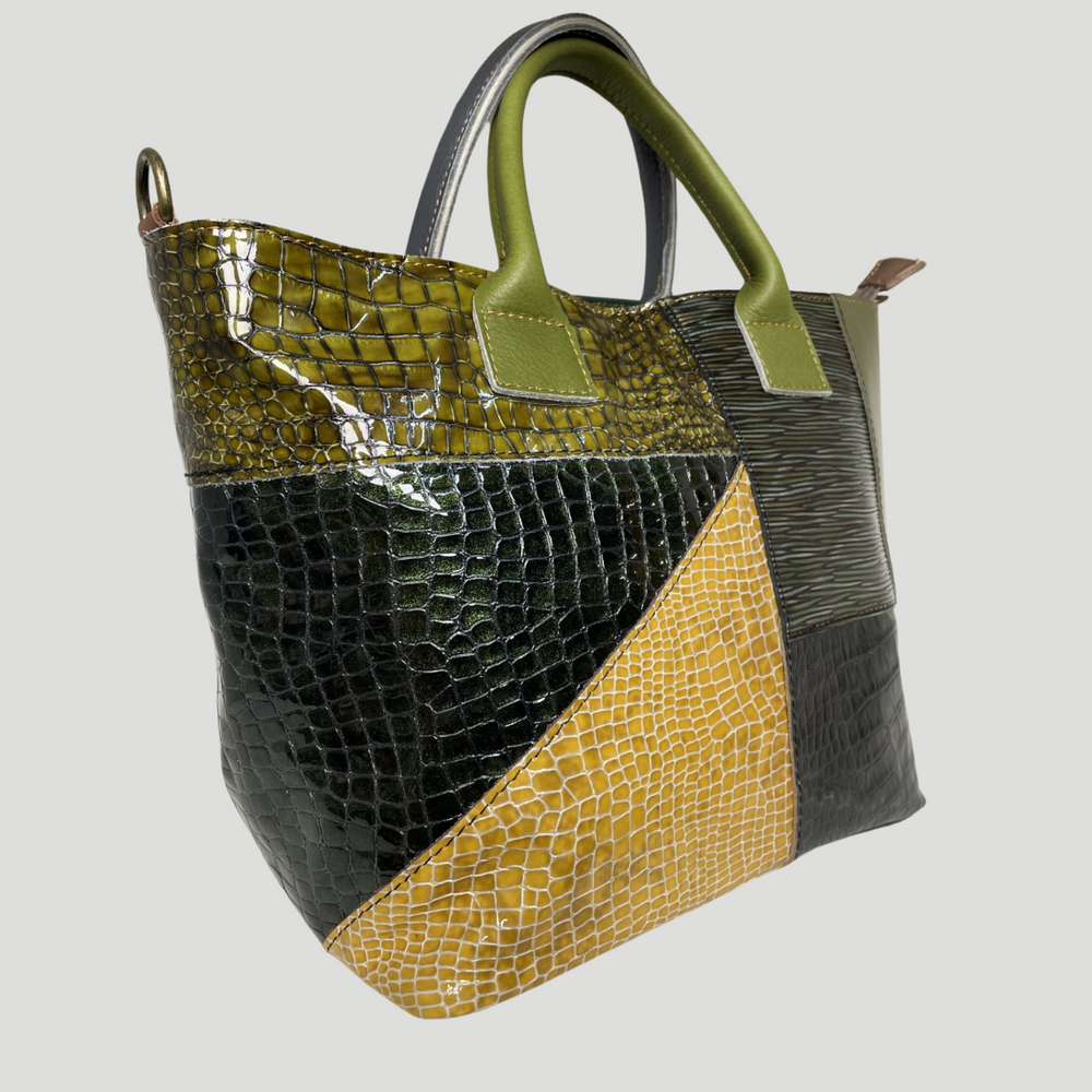 Borsa in vera Pelle "Rio" - Lavorazione patchwork - Variante 09