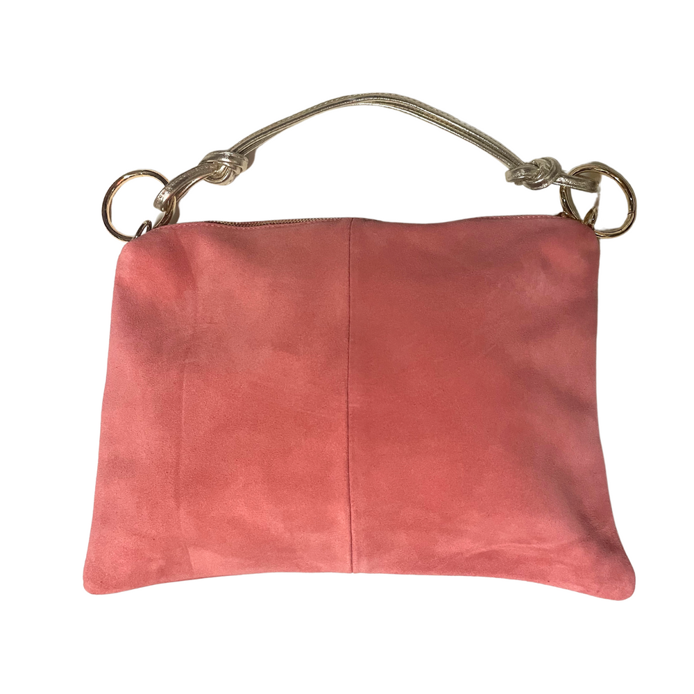 
                      
                        Borsa in vera Pelle "Nives" - Capiente Busta e pochette in pelle Camoscio - Colore Rosa Salmone
                      
                    