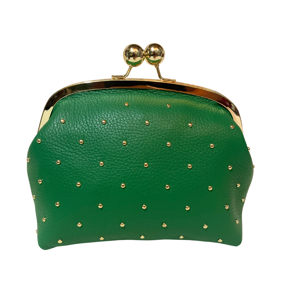 Borsa in vera Pelle "Ninfa" - Pochette Stile Retrò - Colore Verde