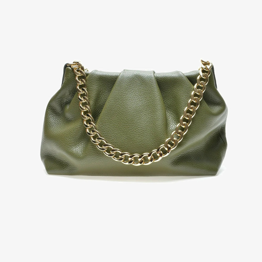 Borsa in vera Pelle "Ondina" - Morbidissima pelle - Colore Verde Oliva