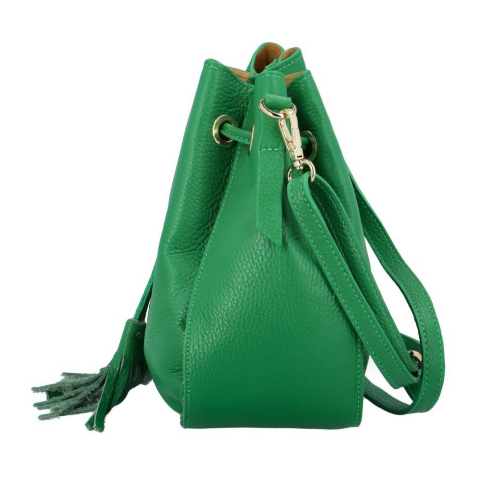 
                      
                        Ros Sac pour Femme en Cuir Véritable Seau avec Bandoulière Réglable Vert
                      
                    