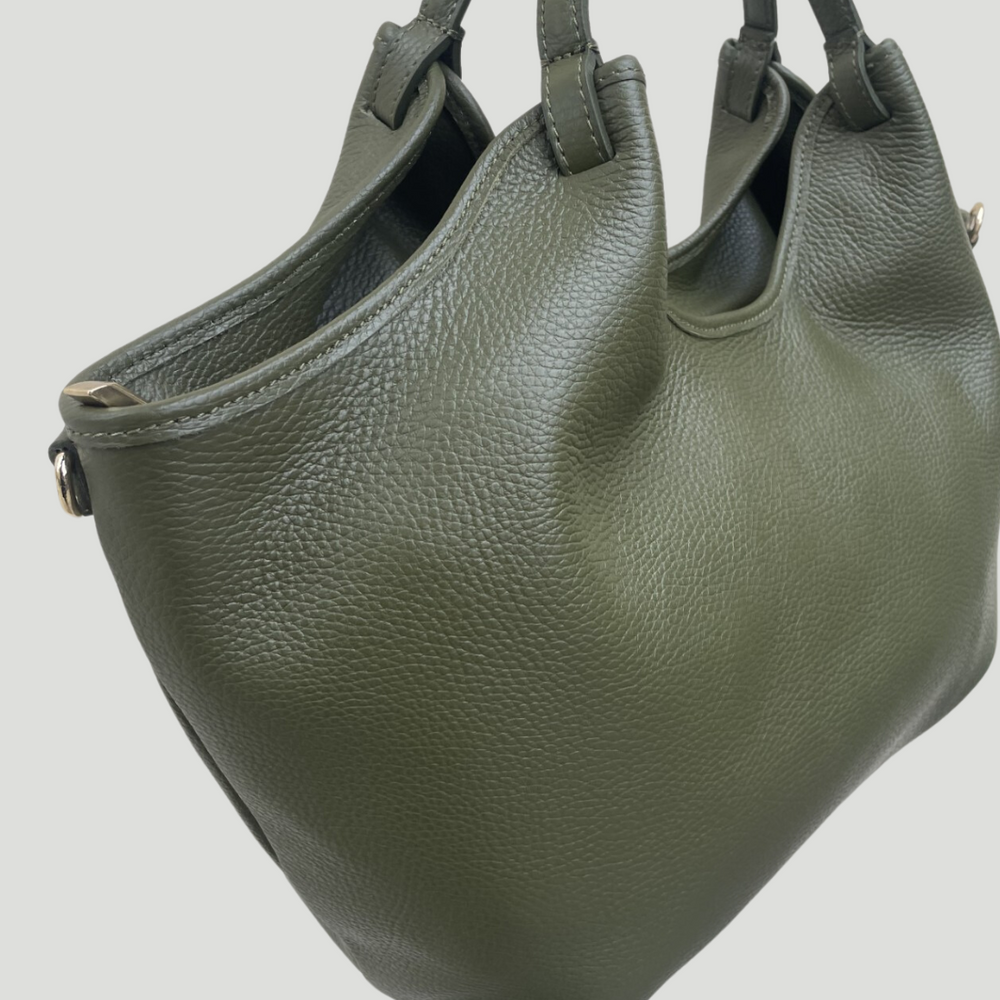 Borsa in vera Pelle "Cleo" - Borsa grande - Colore Verde Oliva