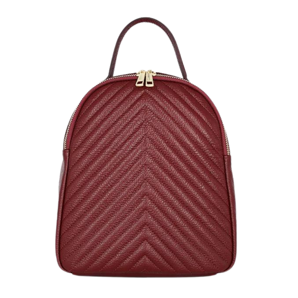 Rucksack "Dico" aus echtem Leder-Stepp-Bordeaux Farbe