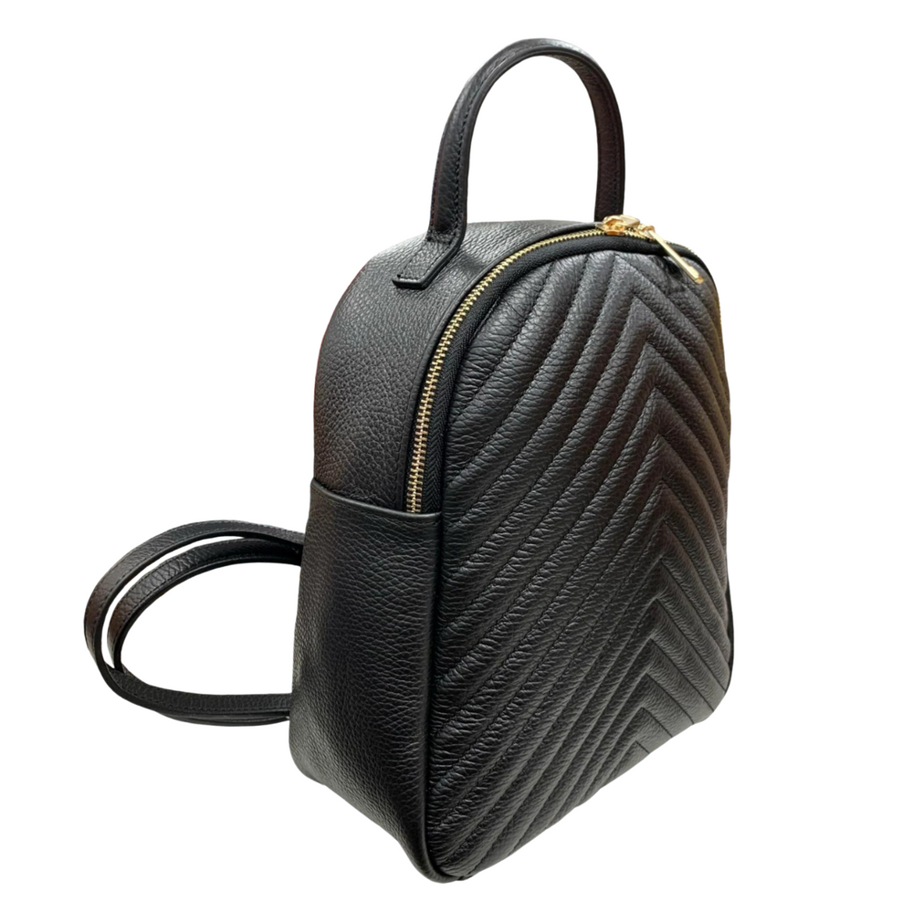 Mochila de cuero genuino "Dico"-Acolchado-Negro