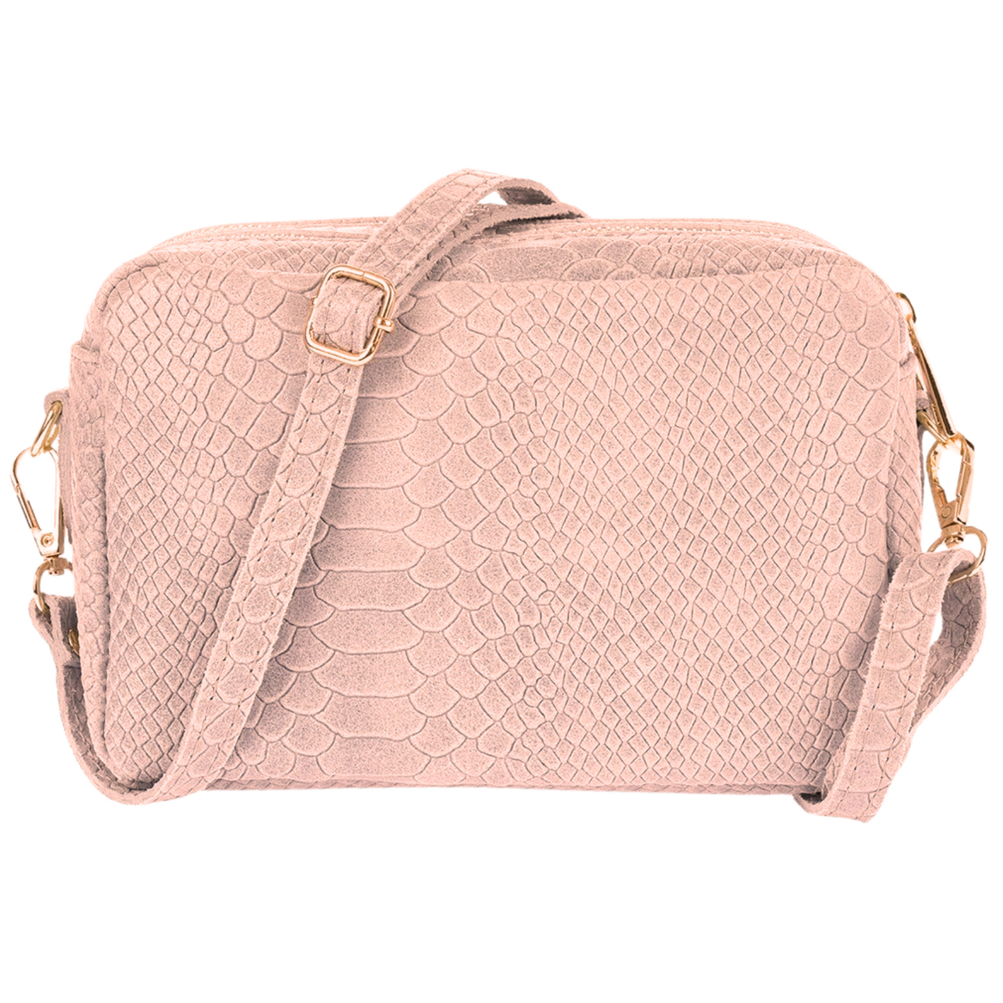 Borsa in vera Pelle "Mystique" - Pochette doppio scomparto Stampa "Pitonata"- Colore Rosa