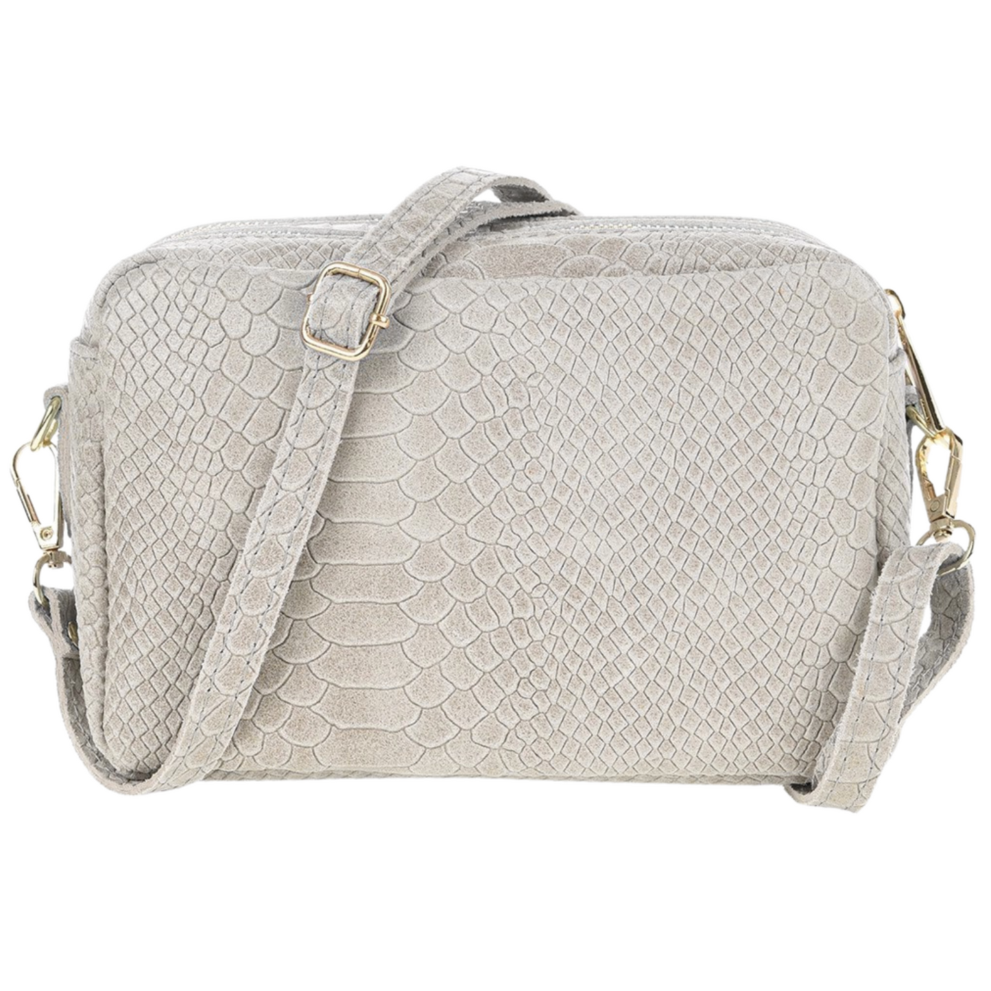 Borsa in vera Pelle "Mystique" - Pochette doppio scomparto Stampa "Pitonata"- Colore Bianco