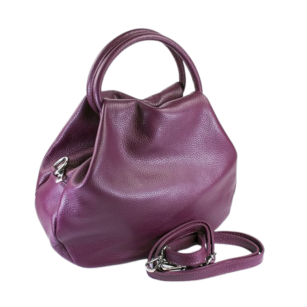 Borsa in vera Pelle "Fiocco" - Morbida Pelle capienza ampia - Colore Bordeaux