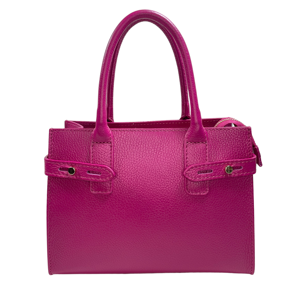 Sac "Gaia" en cuir véritable-Élégant à la main et bandoulière-Couleur fuchsia