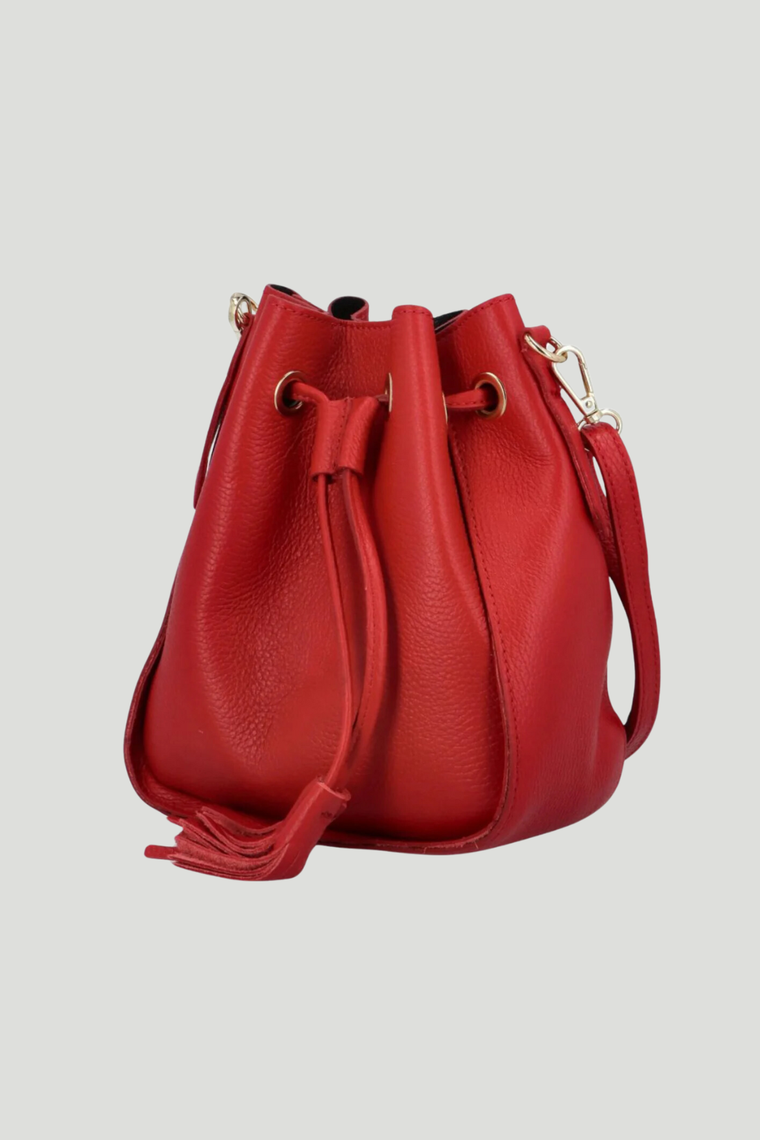 Bolso de cubo de cuero genuino "Ros"-Práctico elegante-Color rojo