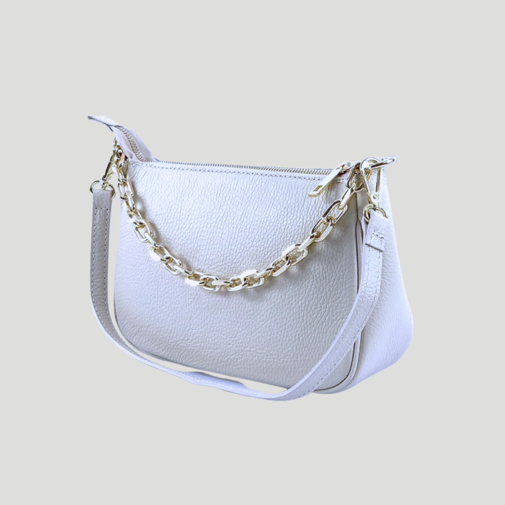 Borsa in vera Pelle "Solara" - A mano tracolla e Spalla - Colore Bianco