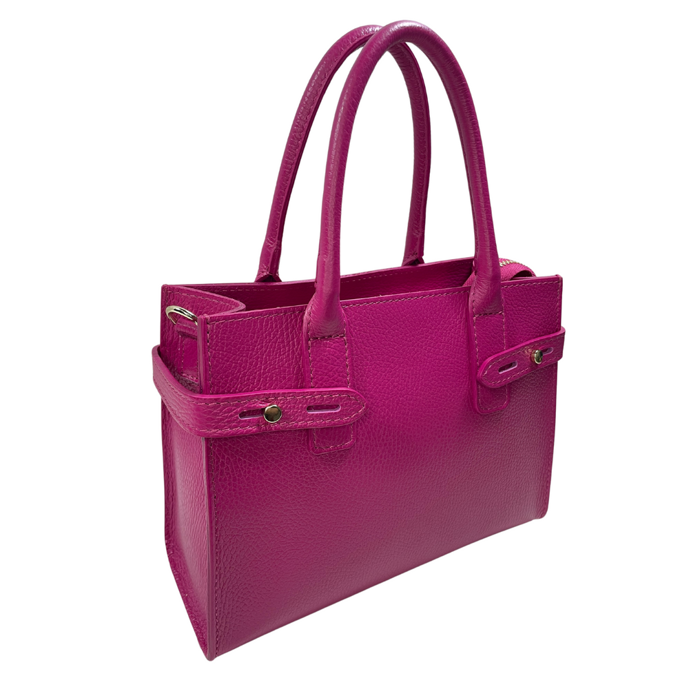 
                      
                        Sac "Gaia" en cuir véritable-Élégant à la main et bandoulière-Couleur fuchsia
                      
                    