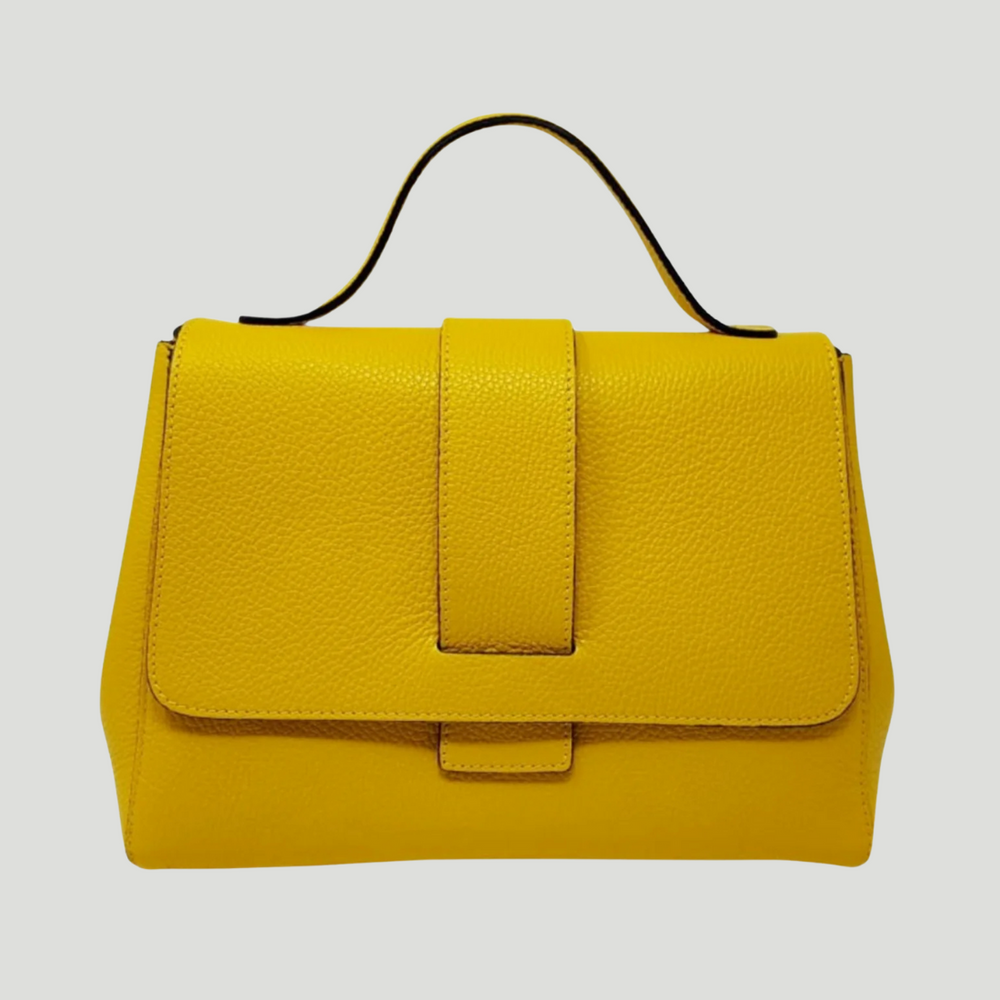 Borsa in vera Pelle "Letizia" - Design semplice ed elegante - Colore Giallo