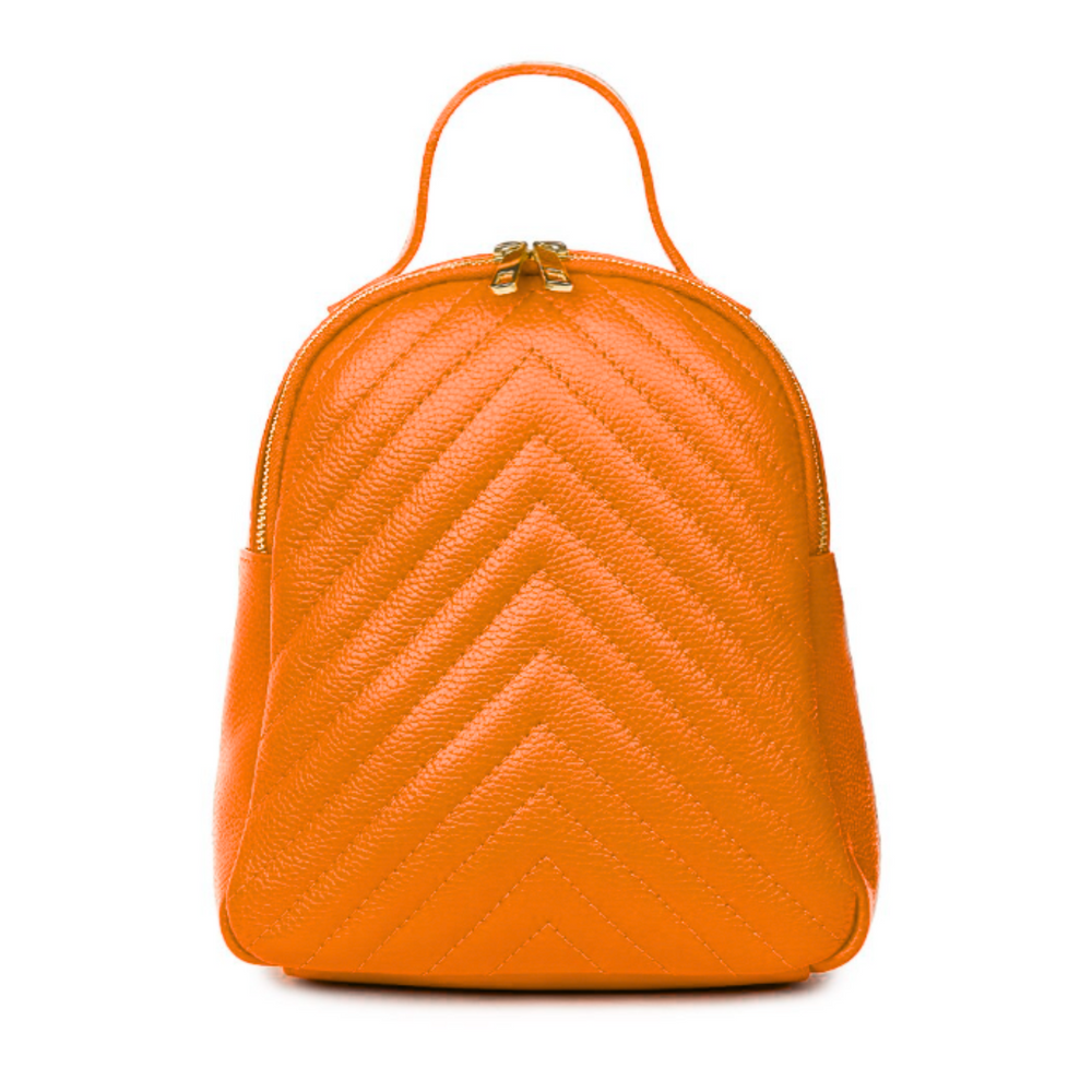 Sac à dos en cuir véritable « Dico » - matelassé - couleur orange