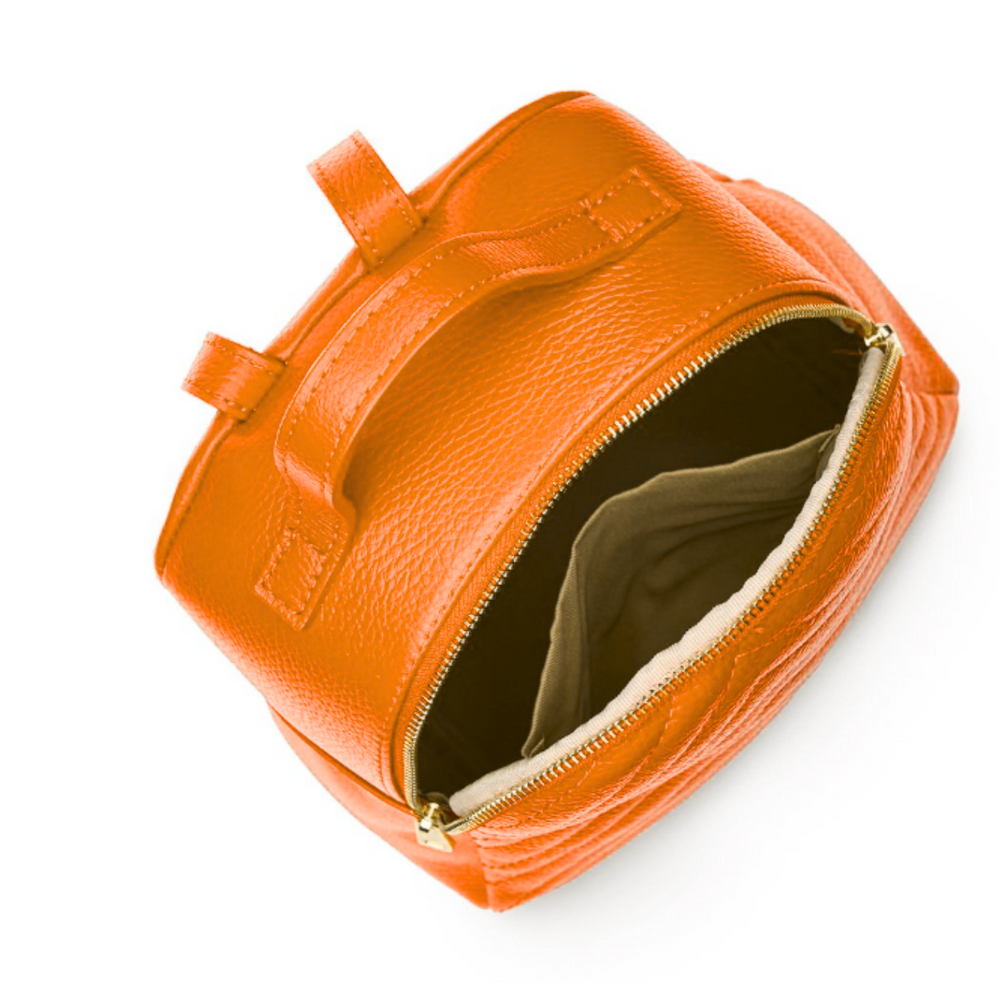 Sac à dos en cuir véritable « Dico » - matelassé - couleur orange