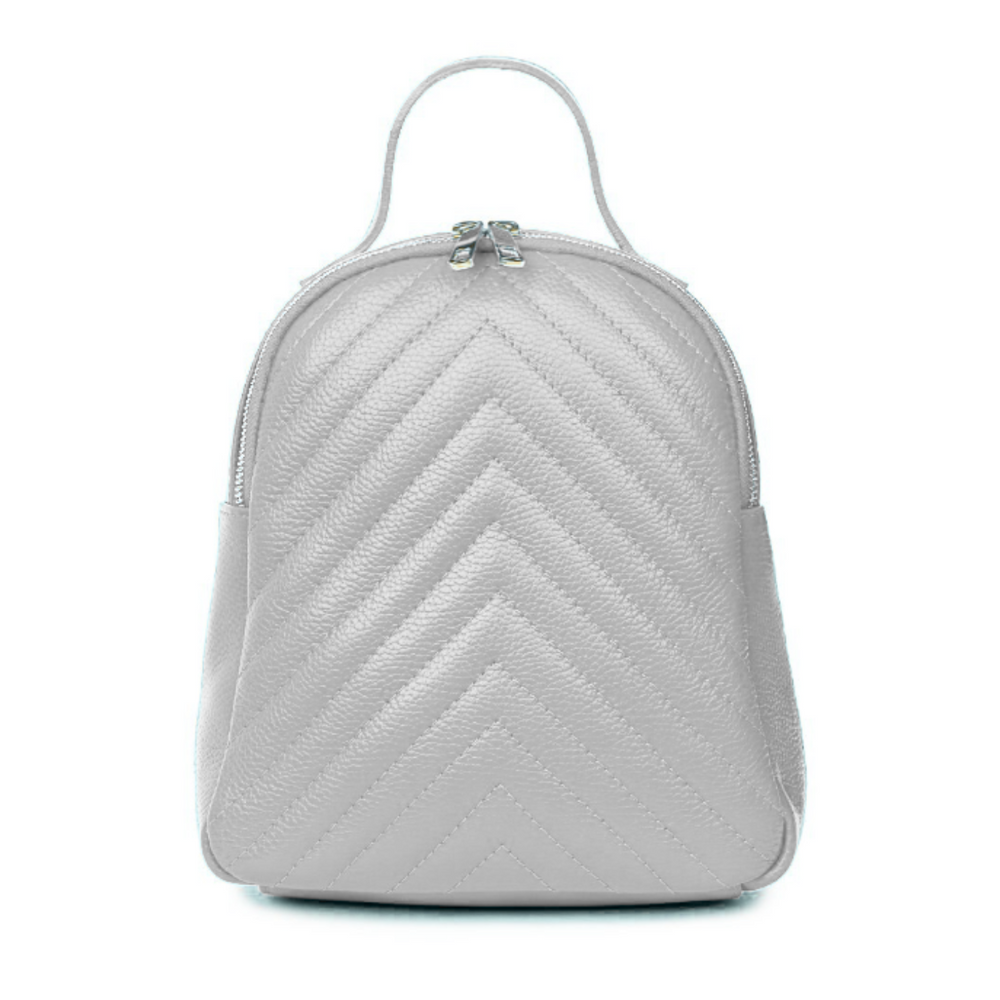 Mochila de Cuero Genuino "Dico" - Acolchada - Color Blanco