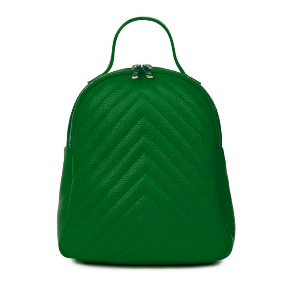 Mochila de Cuero Genuino "Dico" - Acolchada - Color Verde