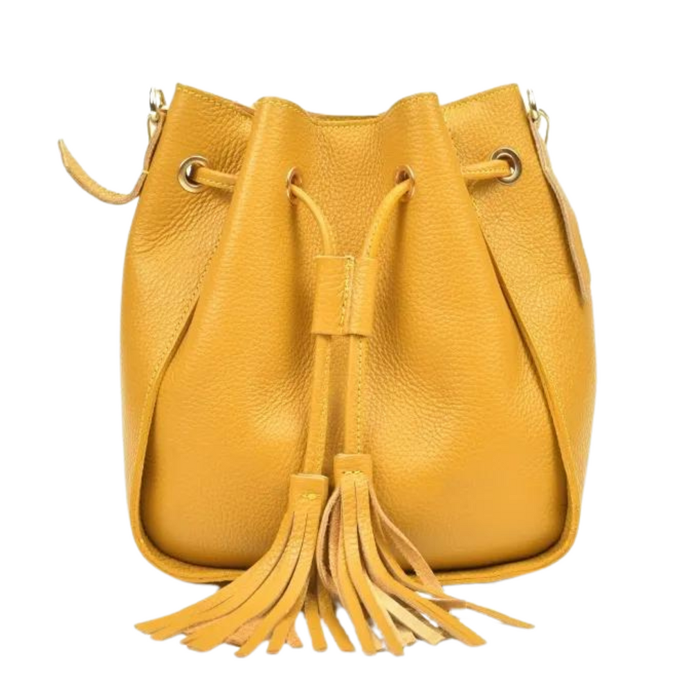 
                      
                        Bolso cubo en piel auténtica "Ros"-Práctico elegante-Amarillo
                      
                    