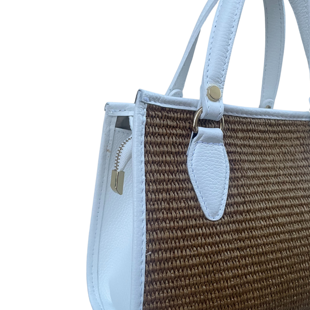 
                      
                        Borsa in vera Pelle e Rafia "Sole" - Rafia intrecciata naturale - Colore Bianco
                      
                    