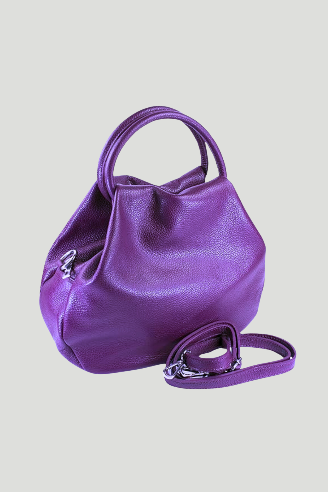 Borsa in vera Pelle "Fiocco" - Morbida Pelle capienza ampia - Colore Viola