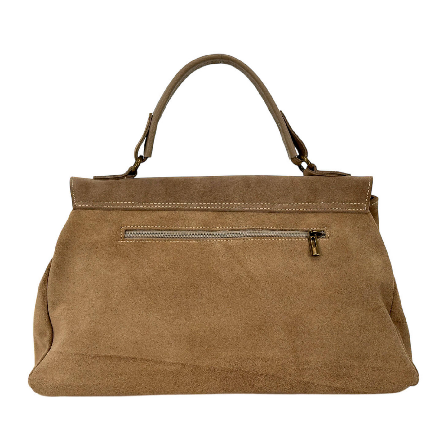 Borsa Vera Pelle "Vento" - Morbida Pelle con frange - Colore Taupe