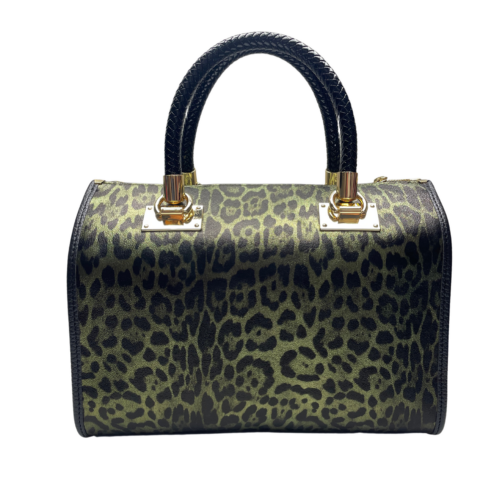 Borsa Bauletto in vera Pelle "Amelia" - audacia e lusso nel proprio stile - Animalier Oro Verde