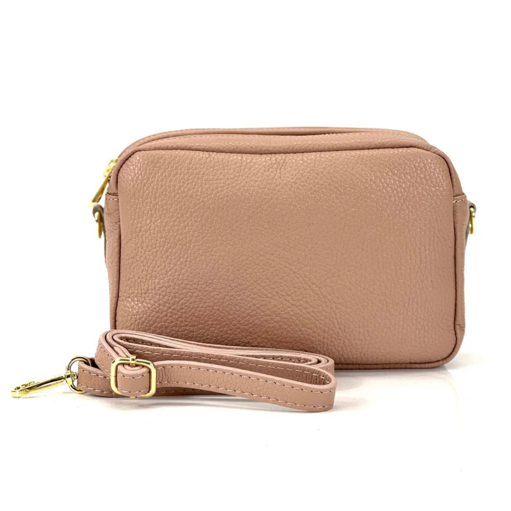 Borsa in vera Pelle "Amar" - Pochette doppio scomparto - Colore Rosa Cipria