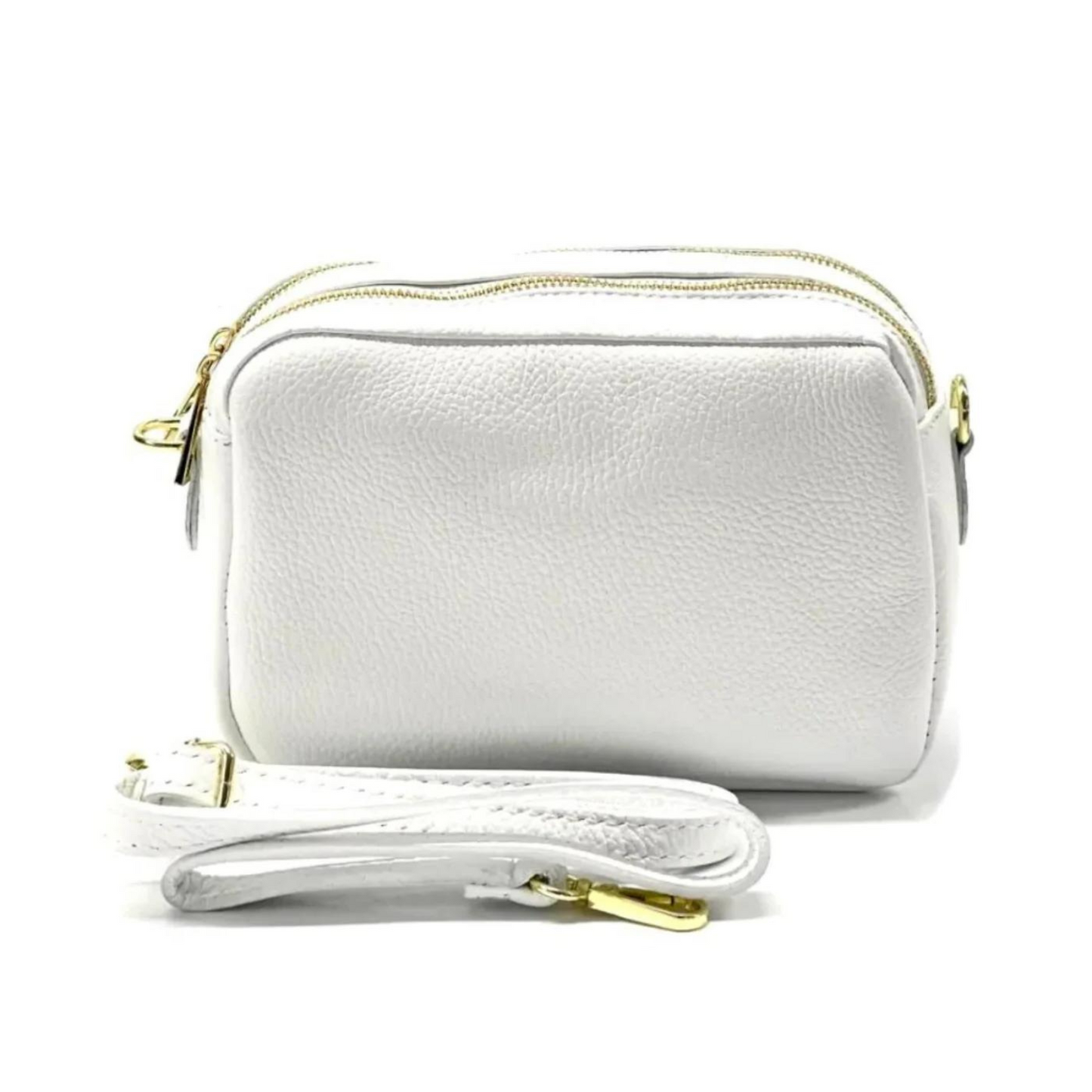 Borsa in vera Pelle "Amar" - Pochette doppio scomparto - Colore Bianco