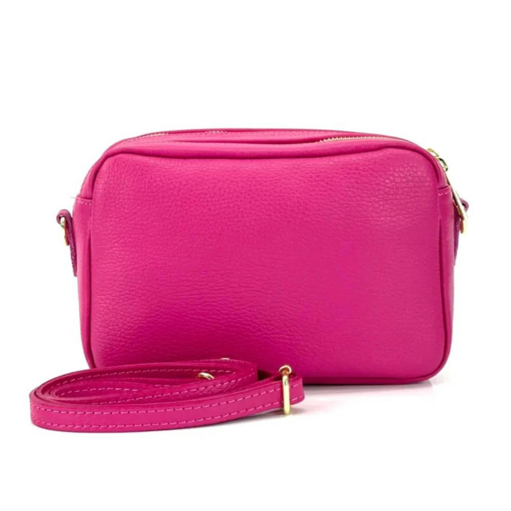 Borsa in vera Pelle "Amar" - Pochette doppio scomparto - Colore Fucsia