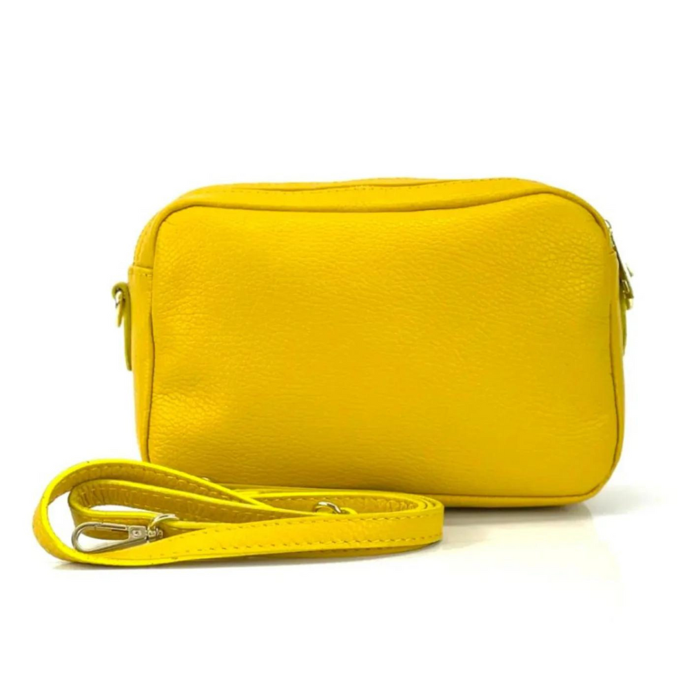 Borsa in vera Pelle "Amar" - Pochette doppio scomparto - Colore Giallo