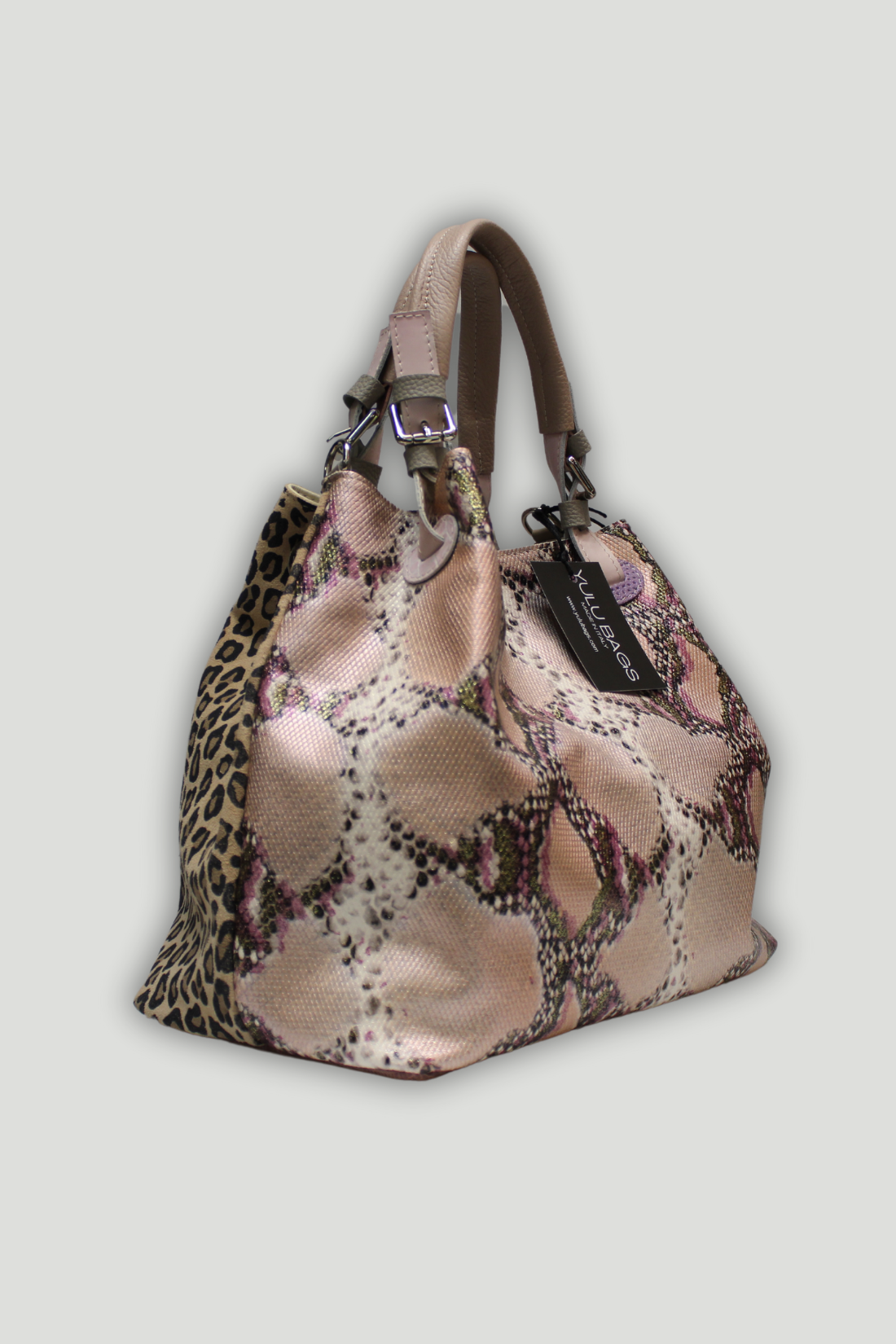 Borsa in vera Pelle "Flamingo" - Lavorazione patchwork - Variante 98