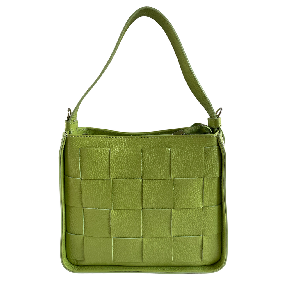 Borsa in vera Pelle "Intreccio" - Borsa Intrecciata fronte Size M - Colore Verde