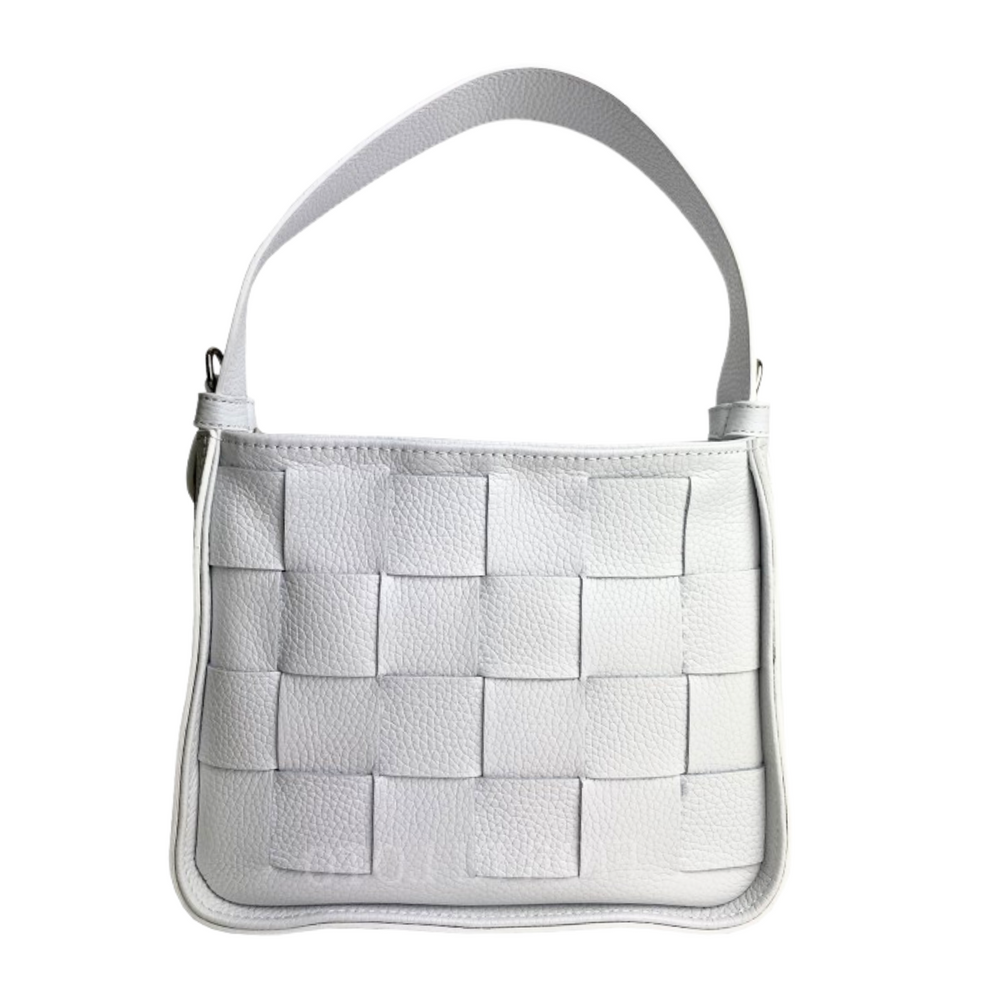 Borsa in vera Pelle "Intreccio" - Borsa Intrecciata fronte Size M - Colore Bianco