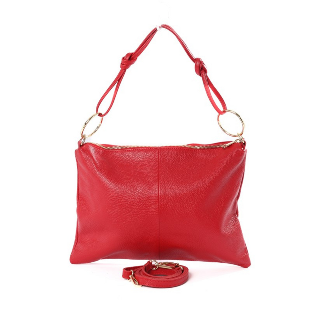 Borsa in vera Pelle "Nives" - Capiente Busta e pochette in pelle - Colore Rosso