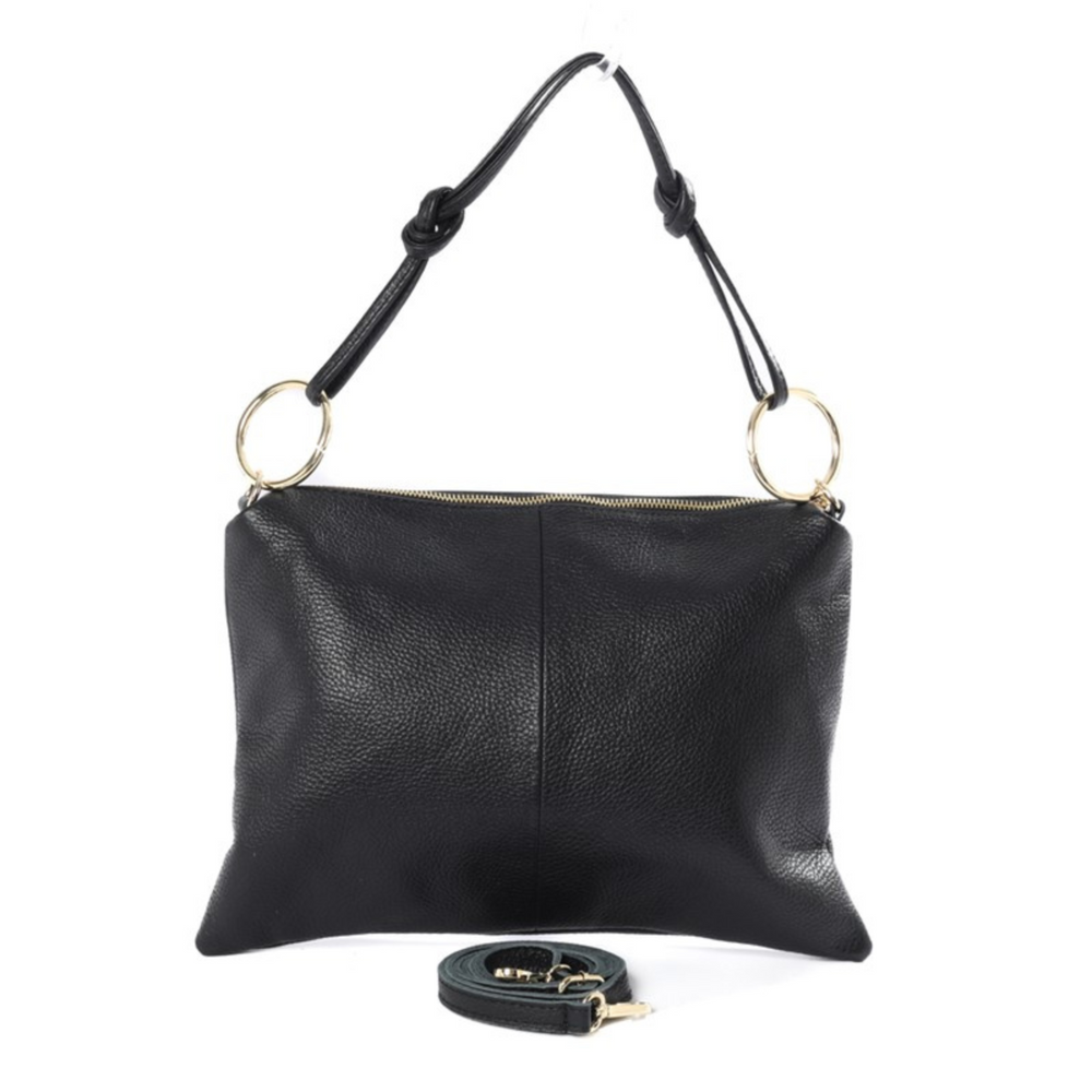 Borsa in vera Pelle "Nives" - Capiente Busta e pochette in pelle - Colore Nero