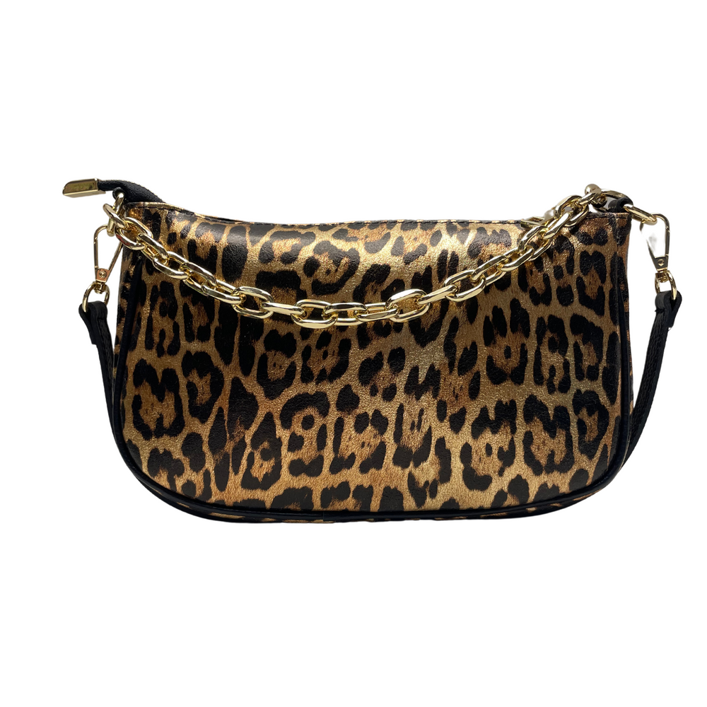 
                      
                        Borsa in vera Pelle "Solara" - A mano tracolla e Spalla Animalier - Colore Oro
                      
                    