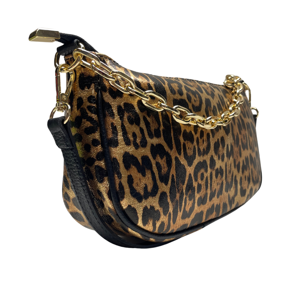 Borsa in vera Pelle "Solara" - A mano tracolla e Spalla Animalier - Colore Oro