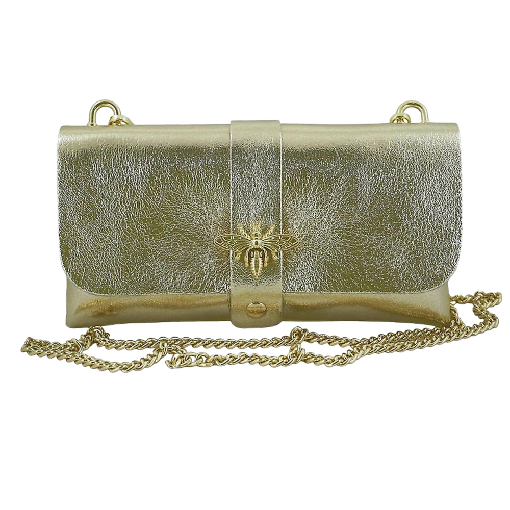 Borsa in vera Pelle "Camilla" - Pochette elegante - Colore Oro Laminato