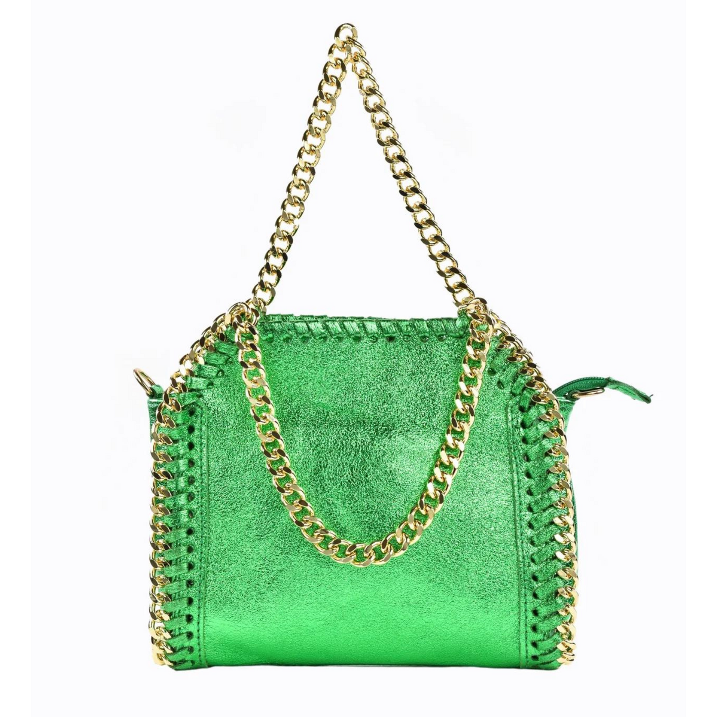 Borsa in vera Pelle "Elettra" - Pochette Pelle Laminata - Colore Verde Laminato