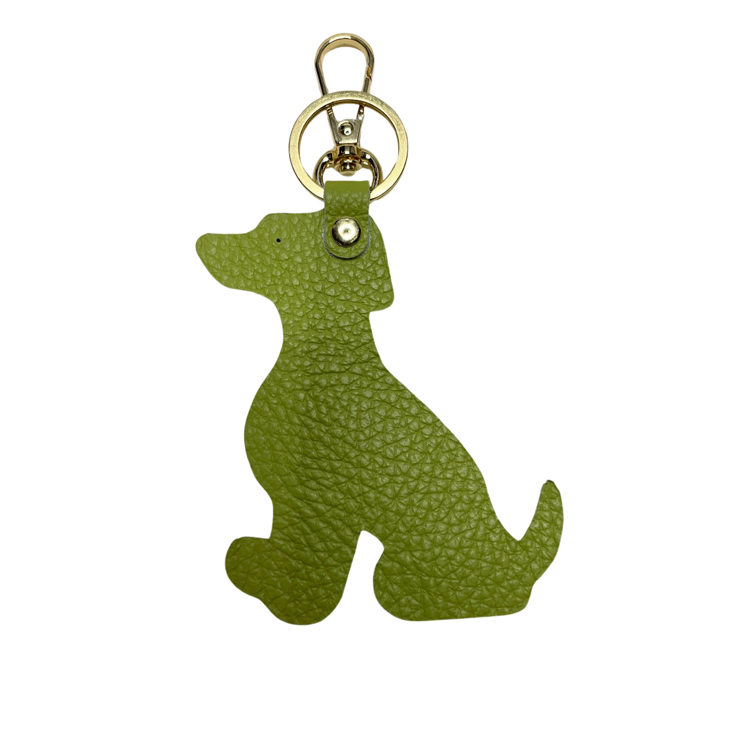 Charm - Portachiavi Cane Vera Pelle - Colore Verde