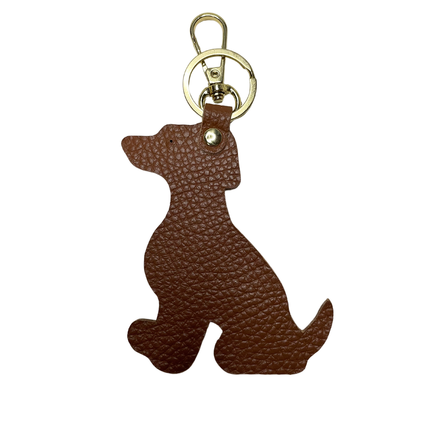 Charm - Portachiavi Cane Vera Pelle - Colore Marrone