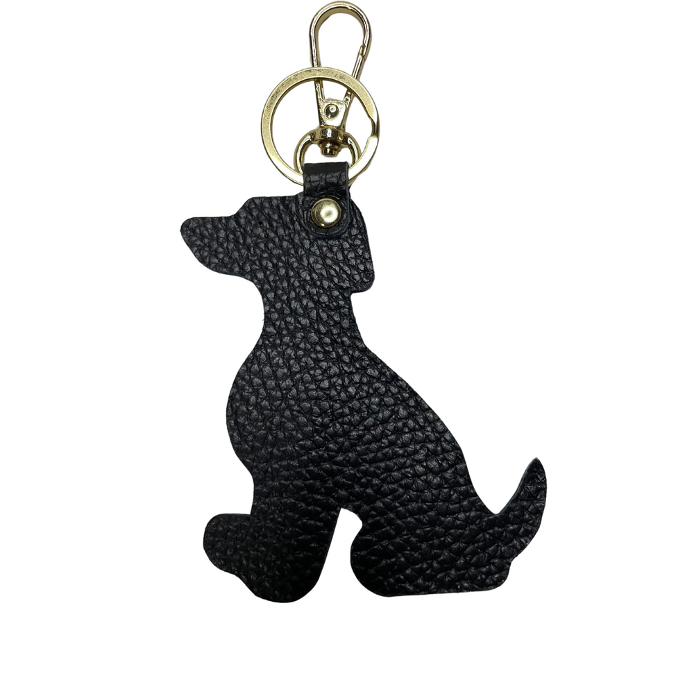 Charm - Portachiavi Cane Vera Pelle - Colore Nero