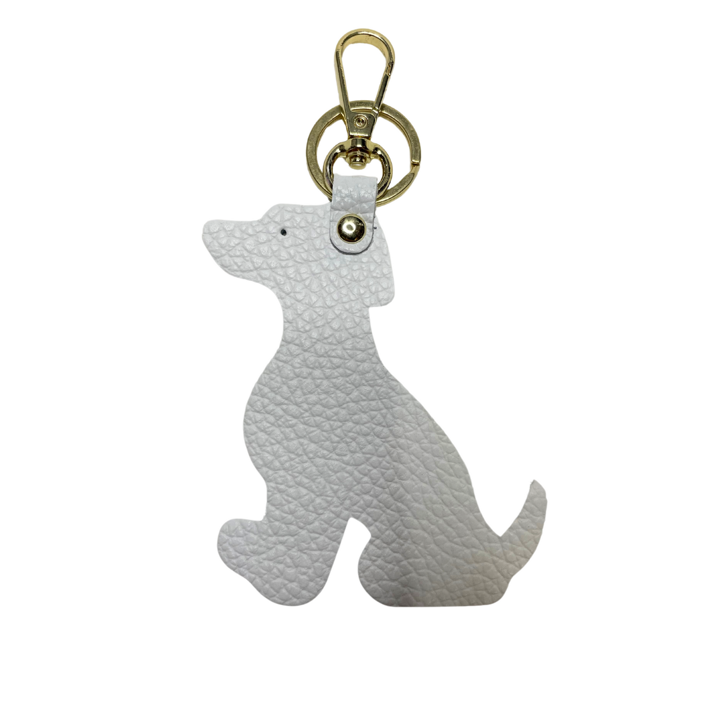 Charm - Portachiavi Cane Vera Pelle - Colore Bianco